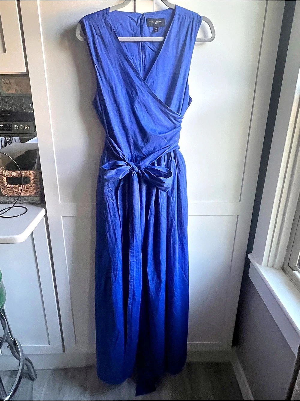 Banana Republic Cotton Poplin Wrap Maxi Dress Blue Size 18